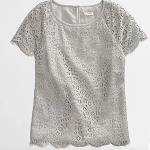 J. Crew Scalloped Gray Lace Shirt